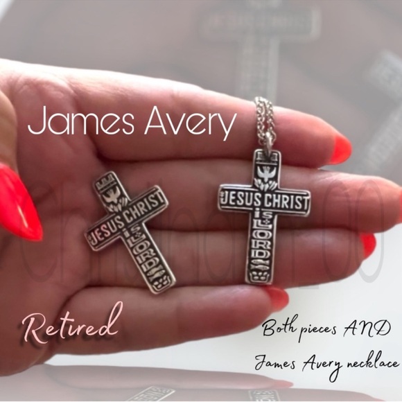James Avery retired set JESUS CHRIST IS LORD pocket piece and necklace pendant